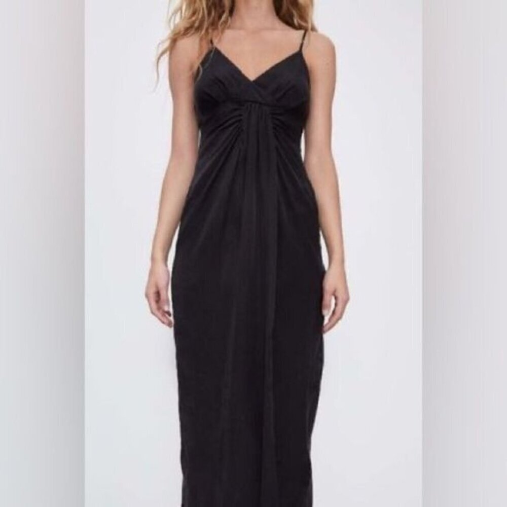 Zara Black Midi Dress Women Size Medium